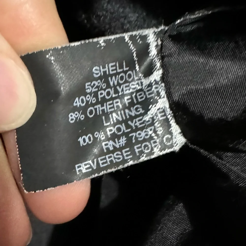 Michael Kors Dark Charcoal Gray Wool Blend Classic Winter Pea Coat Size Medium - Picture 4 of 5